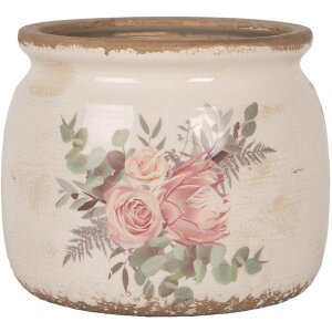 Clayre & Eef 6CE1978M Vaso da fiori con decorazione a motivi floreali Ø 16x13 cm