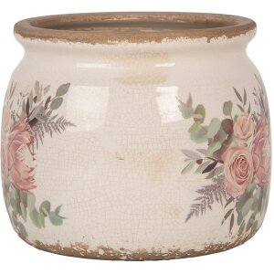 Clayre & Eef 6CE1978M Vaso da fiori con decorazione a motivi floreali Ø 16x13 cm