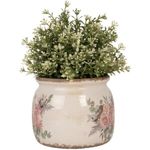 Clayre & Eef 6CE1978M Vaso da fiori con decorazione a motivi floreali Ø 16x13 cm