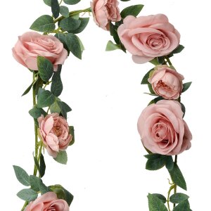 Clayre & Eef 6PL0321P Ghirlanda di rose artificiali rosa verde 150 cm