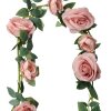 Clayre & Eef 6PL0321P Ghirlanda di rose artificiali rosa verde 150 cm
