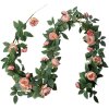 Clayre & Eef 6PL0322 Fiori artificiali ghirlanda di rose rosa verde 150 cm