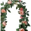 Clayre & Eef 6PL0322 Fiori artificiali ghirlanda di rose rosa verde 150 cm