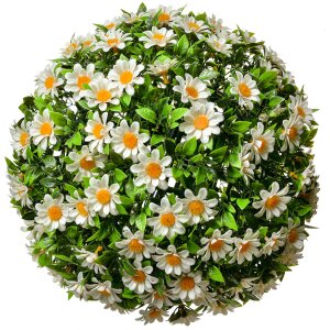 Clayre & Eef 6PL0324L Palla decorativa fiore artificiale margherita bianco verde Ø 30 cm