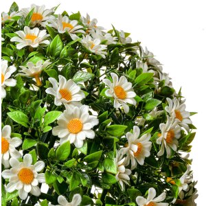 Clayre & Eef 6PL0324L Palla decorativa fiore artificiale margherita bianco verde Ø 30 cm