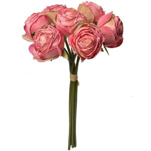 Clayre & Eef 6PL0336P Bouquet di fiori artificiali 7 rose rosa 16x14x34 cm