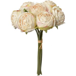 Clayre & Eef 6PL0336W Bouquet di fiori artificiali 7 rose bianche 16x14x34 cm