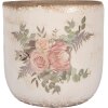 Clayre & Eef 6CE1981L Vaso da fiori in ceramica con motivo floreale Beige Rosa Ø 18x17 cm