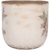 Clayre & Eef 6CE1981L Vaso da fiori in ceramica con motivo floreale Beige Rosa Ø 18x17 cm