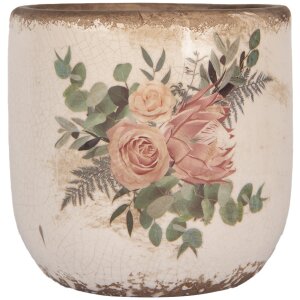 Clayre & Eef 6CE1981M Vaso da fiori in ceramica beige...