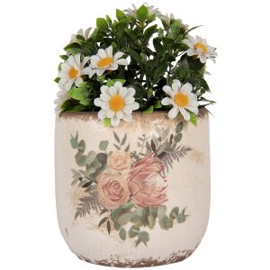 Clayre & Eef 6CE1981M Vaso da fiori in ceramica beige rosa Ø 14x13 cm