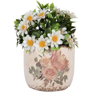 Clayre & Eef 6CE1981S Vaso da fiori in ceramica beige rosa Ø 11x10 cm