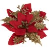 Clayre & Eef 65777 Decorazione natalizia Fiore Rosso Oro Ø 14x5 cm