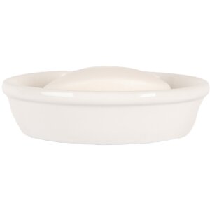 Clayre & Eef 6CE1987 Portasapone in ceramica bianca Ø 13x3 cm