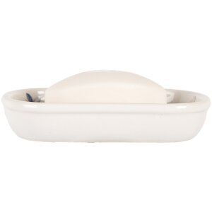 Clayre & Eef 6CE2010 Portasapone in ceramica bianca 13x10x3 cm Modello a farfalla