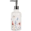 Clayre & Eef 6CE2009 Dispenser per sapone in ceramica bianca floreale Ø 9x20 cm 350 ml