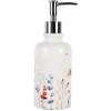 Clayre & Eef 6CE2009 Dispenser per sapone in ceramica bianca floreale Ø 9x20 cm 350 ml