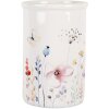 Clayre & Eef Portaspazzolino in ceramica bianca floreale Ø 8x12 cm Stile country