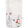Clayre & Eef Portaspazzolino in ceramica bianca floreale Ø 8x12 cm Stile country
