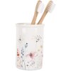 Clayre & Eef Portaspazzolino in ceramica bianca floreale Ø 8x12 cm Stile country