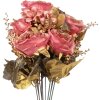Clayre & Eef 6PL0340 Bouquet di fiori artificiali Rose Rosa Oro 18x15x50 cm