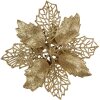 Clayre & Eef 65778GO Decorazione natalizia Fiore color oro Ø 22x5 cm