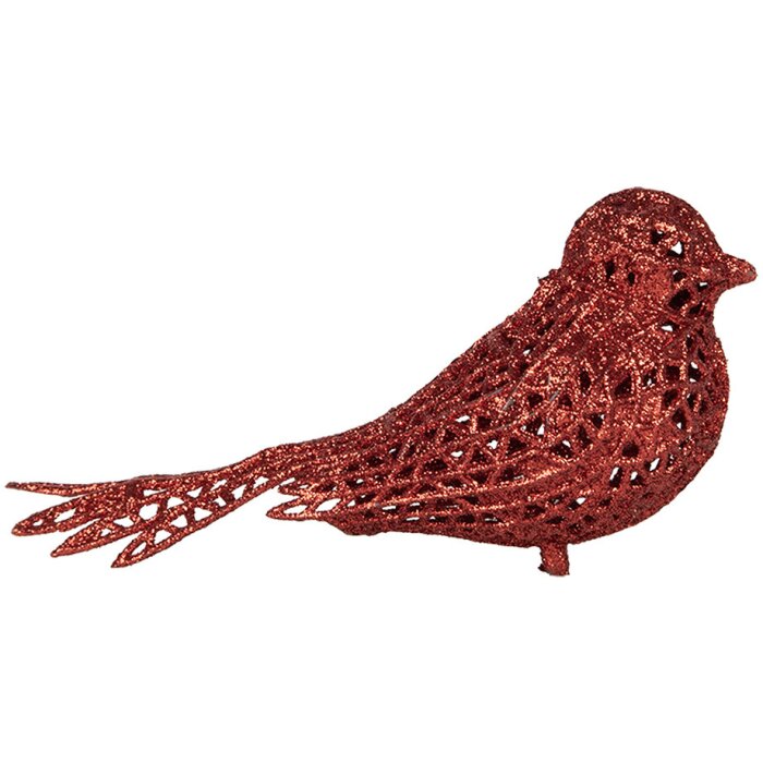 Clayre & Eef 65779 Decorazione Uccello Rosso 16x6x6 cm Stile Country