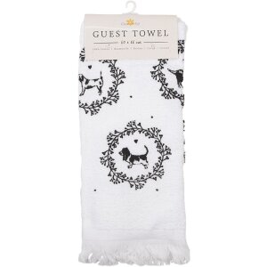 Clayre & Eef CTLGD-1 Asciugamano ospite in stile country Bianco Nero 40x66 cm