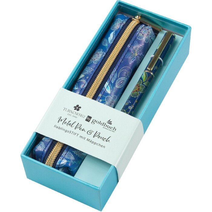 Set Goldbuch preferito PENNA e astuccio per matite Natures Melody Confezione regalo blu