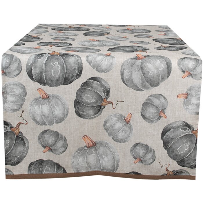 Clayre & Eef CSP64 Runner da tavola Grigio Zucca Beige 50x140 cm