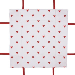Clayre & Eef LVT47 Cestino per pane cuori 35x35x8 cm Rosso Bianco