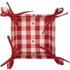 Clayre & Eef LVT47 Cestino per pane cuori 35x35x8 cm Rosso Bianco