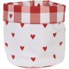 Clayre & Eef LVT50 Cestino per pane con motivo a cuore rosso bianco Ø 15x16 cm