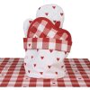 Clayre & Eef LVT50 Cestino per pane con motivo a cuore rosso bianco Ø 15x16 cm