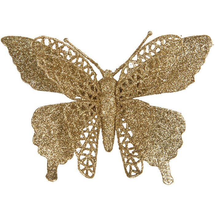 Clayre & Eef 65795 Decorazione Farfalla color oro 17x2x12 cm