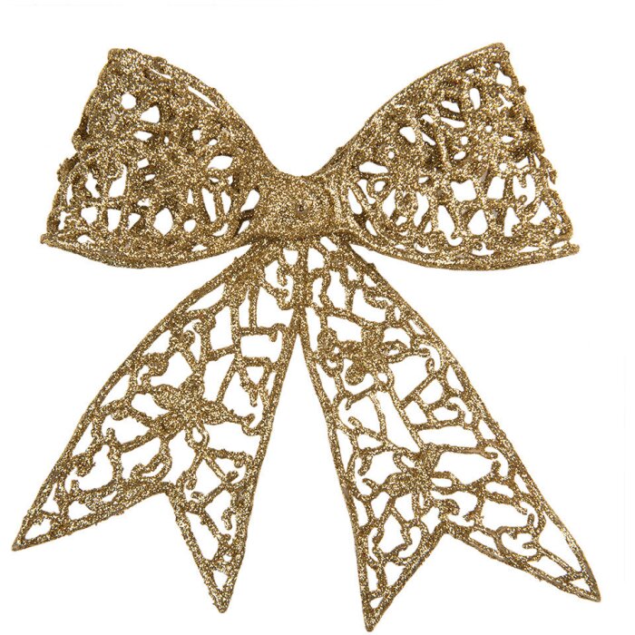 Clayre & Eef 65811 Decorazione fiocco di Natale color oro 18x2x16 cm