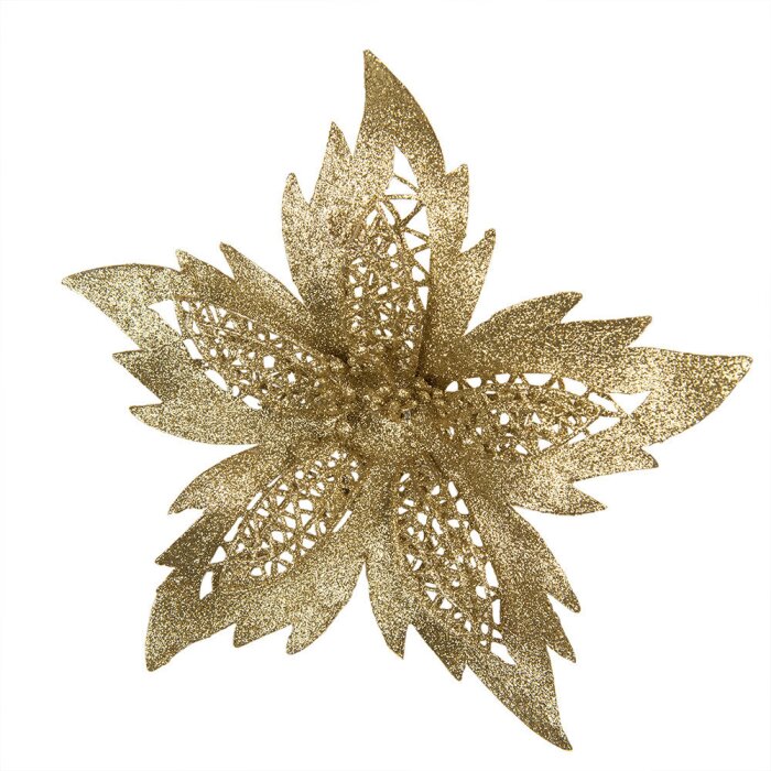 Clayre & Eef 65813 Decorazione natalizia Fiore Oro Ø 23x5 cm