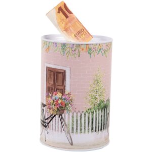 Clayre & Eef 6BL0155 Salvadanaio rosa retrò Ø 10x15 cm