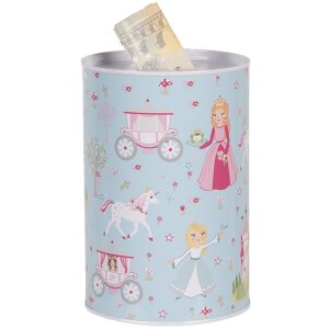 Clayre & Eef 6BL0160 Salvadanaio blu in stile country Ø 10x15 cm