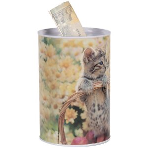 Clayre & Eef 6BL0162 Salvadanaio motivo gatto Ø 10x15 cm