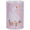 Clayre & Eef 6BL0165 Salvadanaio Rosa Bianco Ø 10x15 cm Motivo cigno romantico