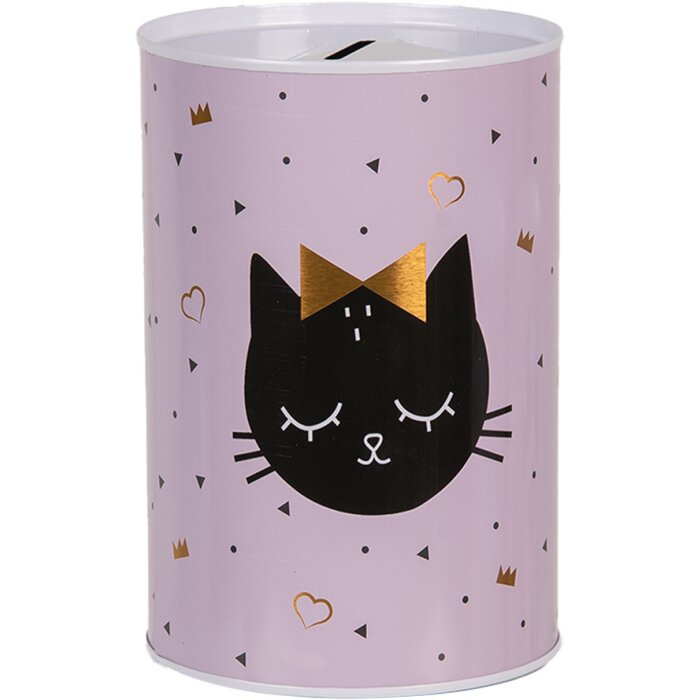 Clayre & Eef 6BL0166 Salvadanaio Gatto Rosa Ø 10x15 cm