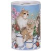 Clayre & Eef 6BL0167 Salvadanaio motivo gatto Ø 8x13 cm stile country