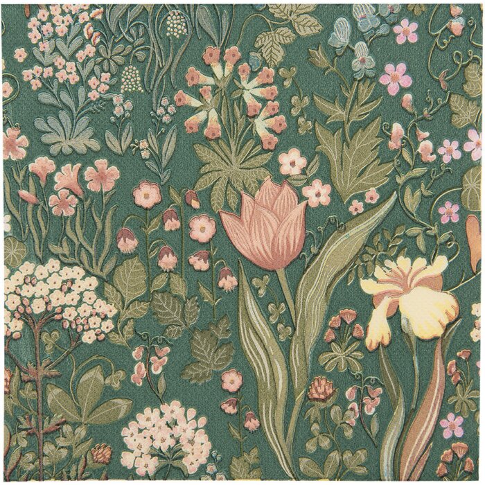Clayre & Eef 73070 Tovaglioli di carta Verde Floreale 33x33 cm 20 pezzi