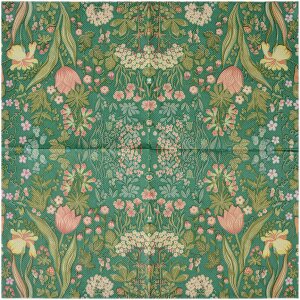 Clayre & Eef 73070 Tovaglioli di carta Verde Floreale 33x33 cm 20 pezzi
