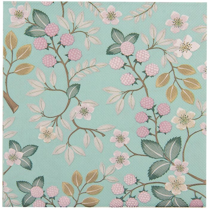 Clayre & Eef 73071 Tovaglioli di carta verde floreale 33x33 cm 20 pezzi