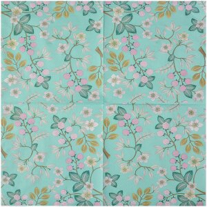 Clayre & Eef 73071 Tovaglioli di carta verde floreale 33x33 cm 20 pezzi