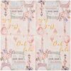 Clayre & Eef 73072 Tovaglioli di carta rosa motivi parigini 33x33 cm 20 pezzi