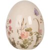 Clayre & Eef 6CE1918M Uovo decorativo in ceramica Beige Fiori Rosa Ø 10x12 cm