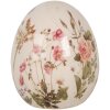 Clayre & Eef 6CE1918S Uovo decorativo in ceramica Beige Rosa Verde Ø 7x9 cm Stile country